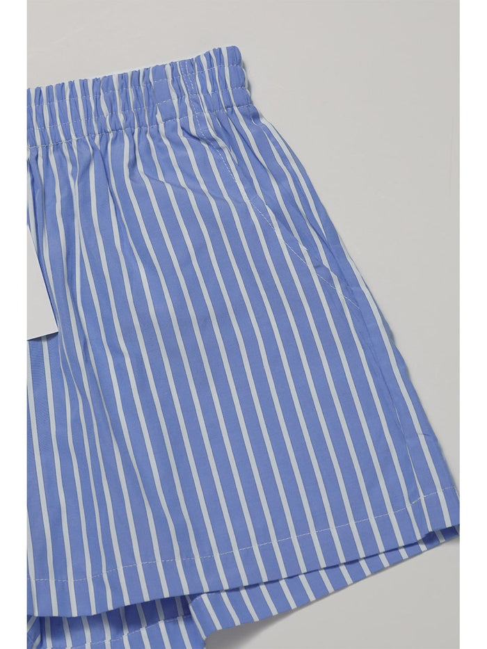 detailed shot of blue shorts with white stripes by one dna brand