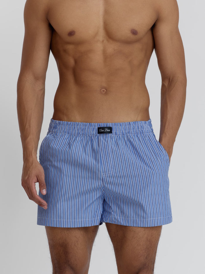 Men's hybrid shorts in blue pinstripe by One Dna brand