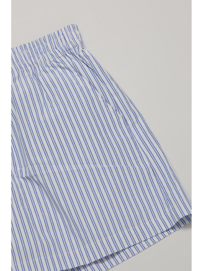 detail of white short with blue pinstripe by one dna brand