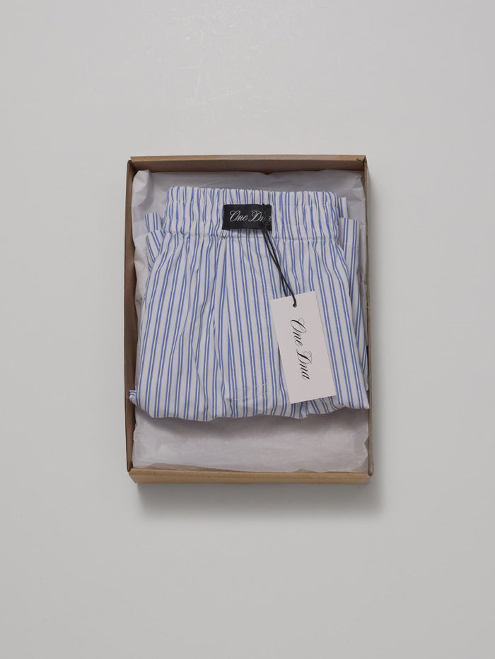 Three-Pocket Hybrid Shorts in White Pinstripe - Quick-Dry