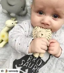 Tikiri Toys Lion - Natural Rubber Teether, Rattle & Bath Toy