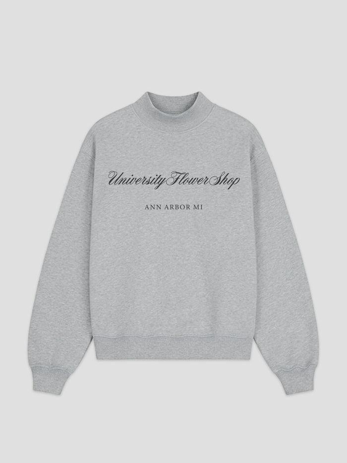 university flower shop heather gray mockneck sweatshirt one dna collab