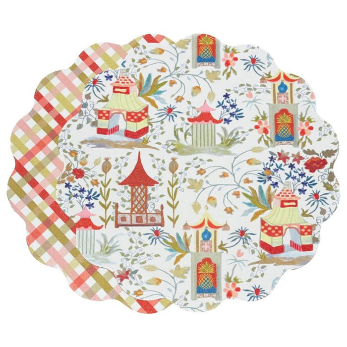 VIDA Pagoda and Carlie Plaid Reversible Placemat Set