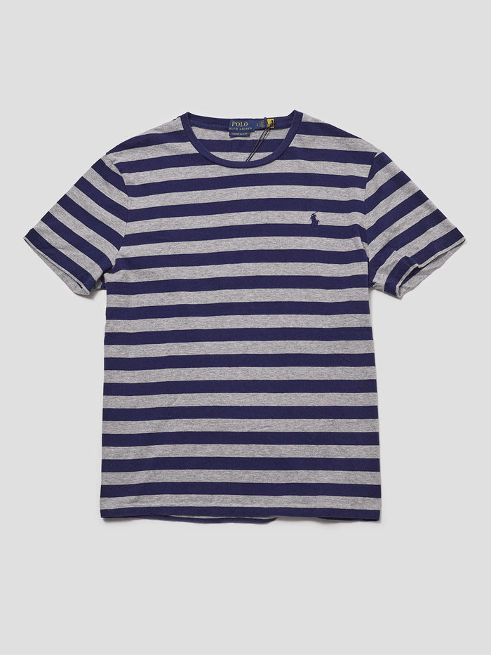 Vintage Polo Ralph Lauren Navy & Heather Gray Striped Tee