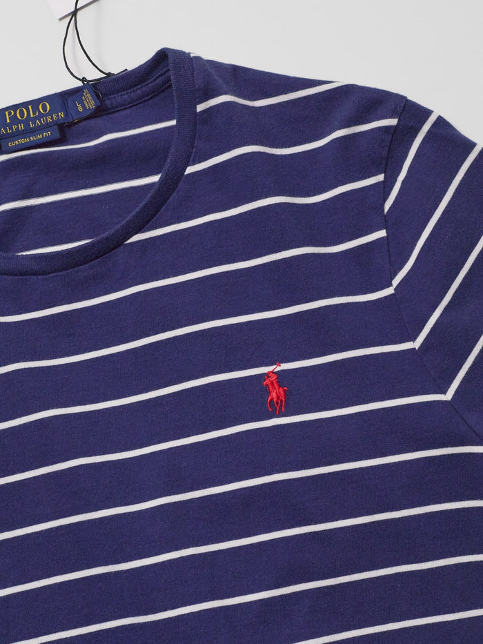 Vintage Polo Ralph Lauren Navy & White Striped Tee