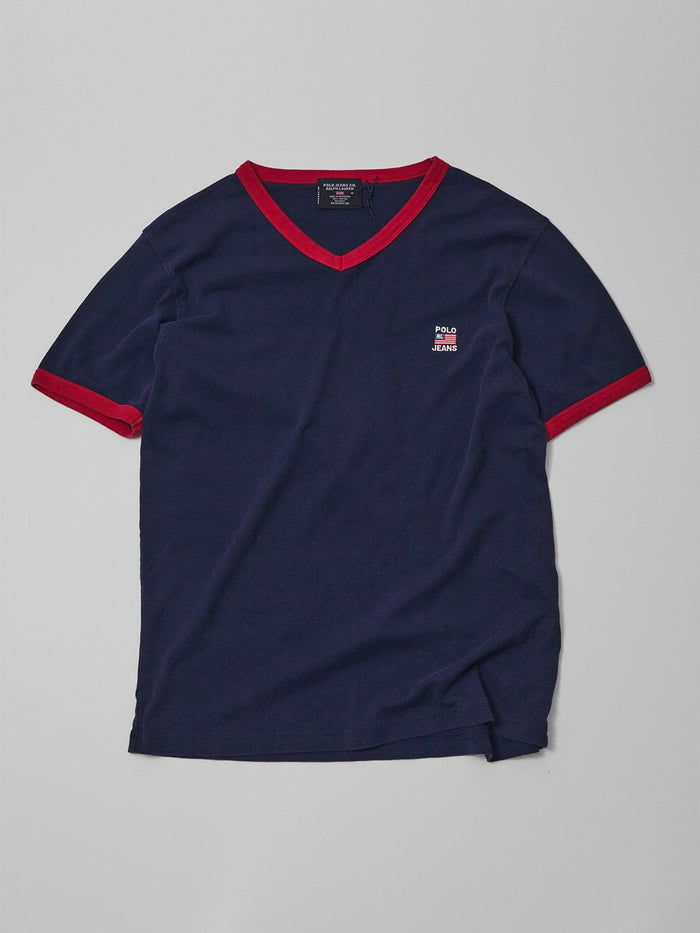 Vintage Polo Sport V-Neck Ringer Tee