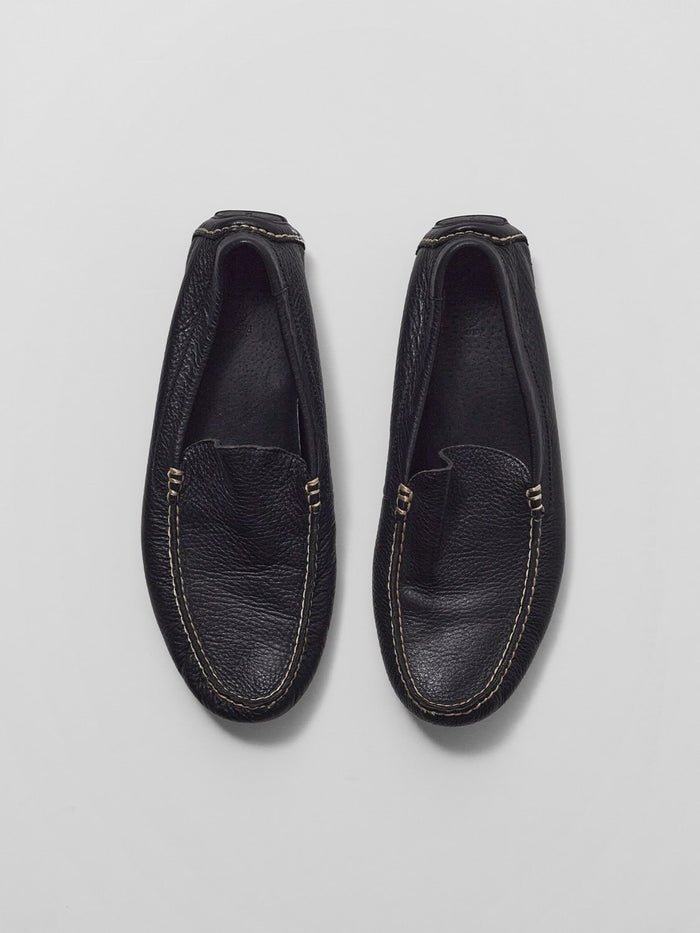Vintage Soft Pebble Leather Driving Loafer