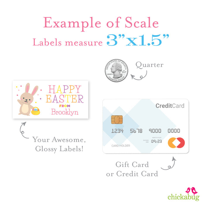 Waving Bunny Pink Easter Gift Labels
