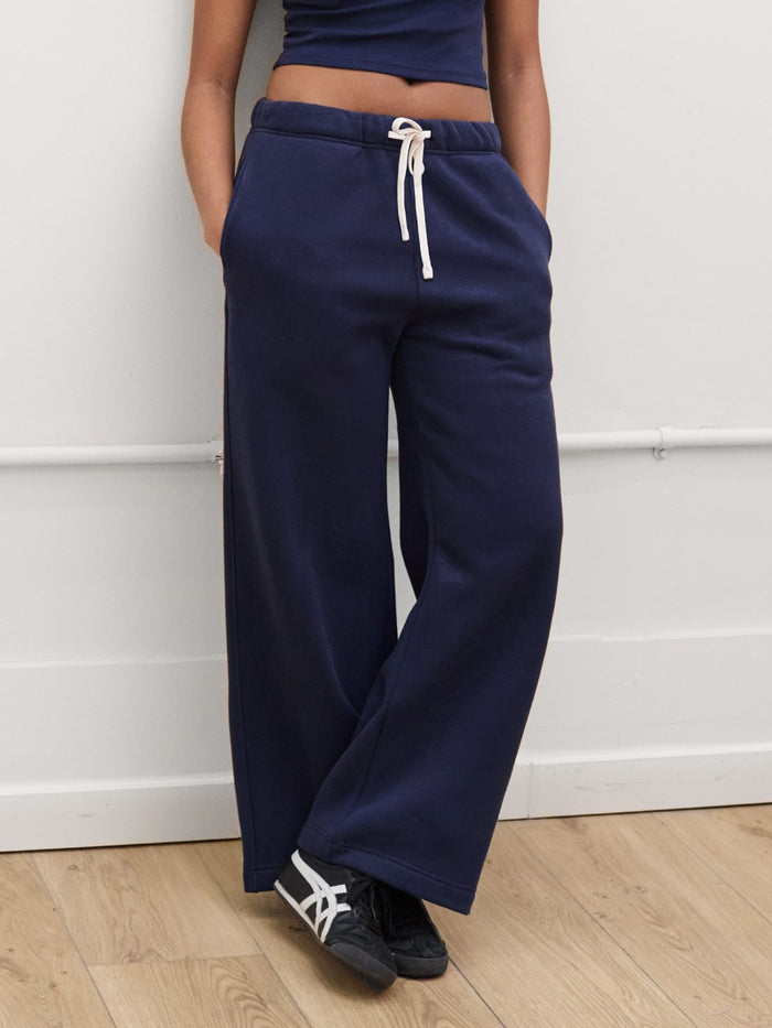 womens open bottom sweatpants in navy one dna clothing