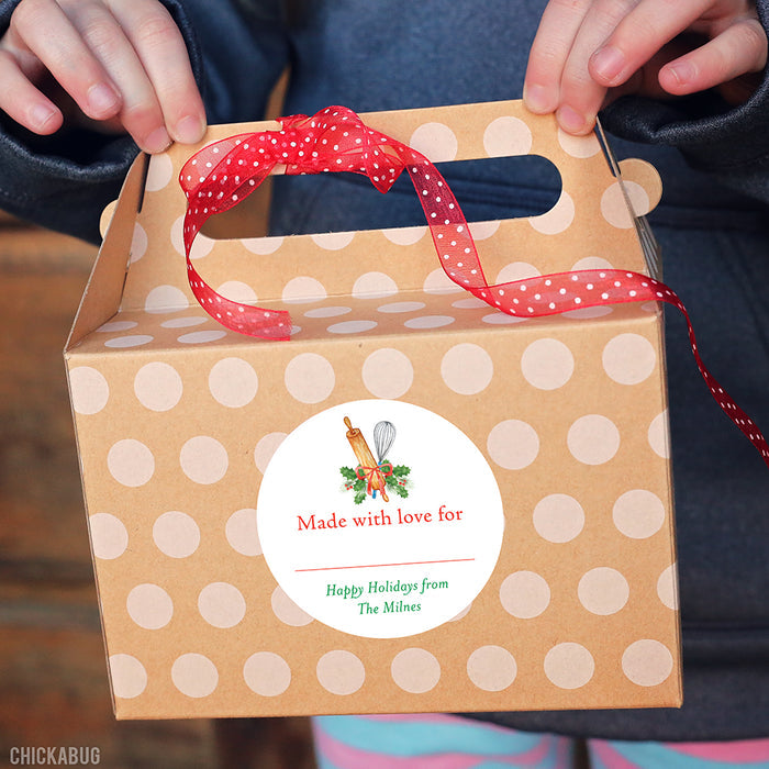 Write-On "Made With Love" Whisk Christmas Baking Labels