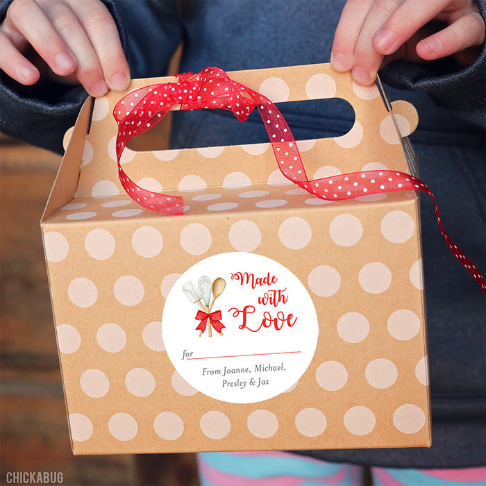 Write-On Red Kitchen Tools "Made With Love" Homemade Gift Labels
