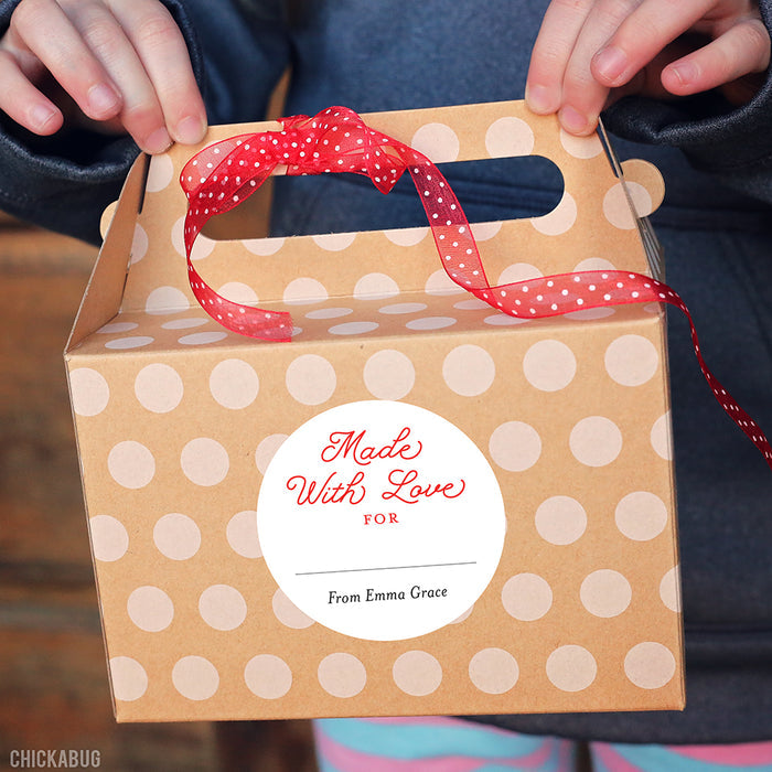 Write-On Red "Made With Love" Homemade Gift Labels
