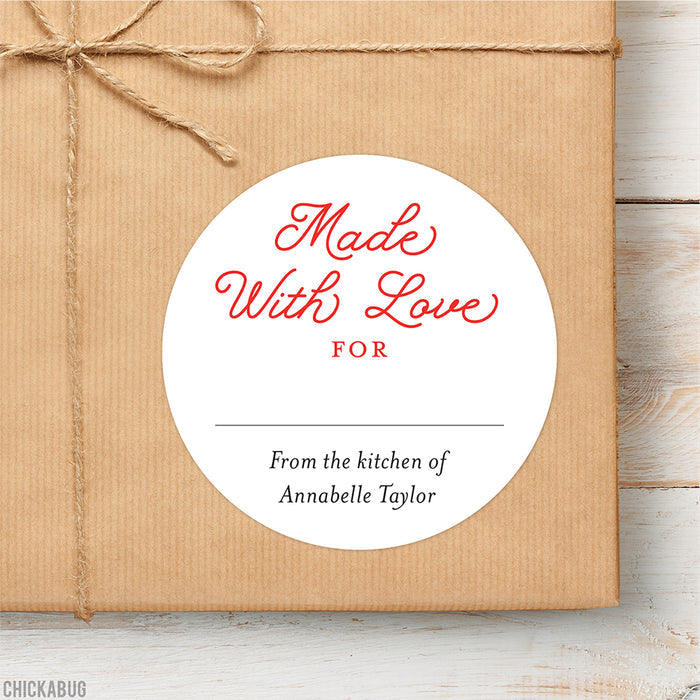 Write-On Red "Made With Love" Homemade Gift Labels