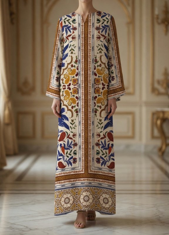 Zar-e-Ivory Garden Kaftan