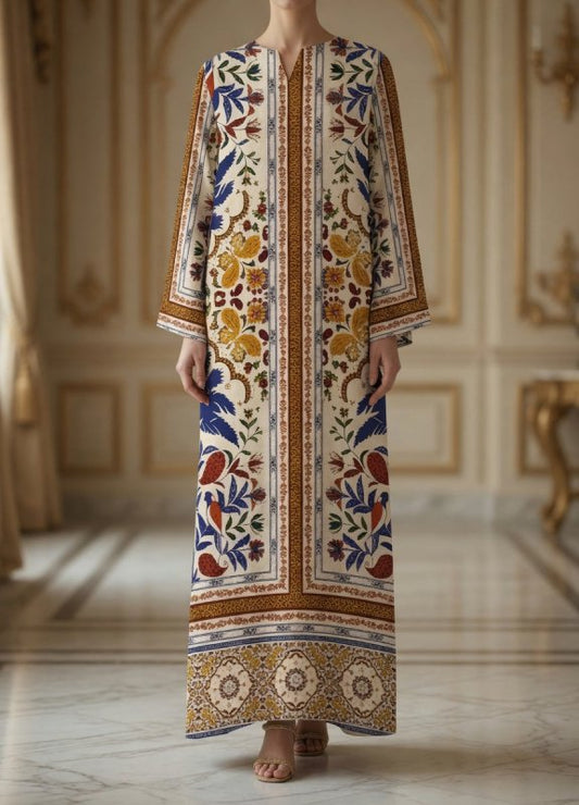 Zar-e-Ivory Garden Kaftan
