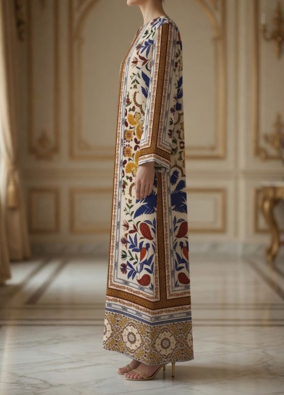 Zar-e-Ivory Garden Kaftan