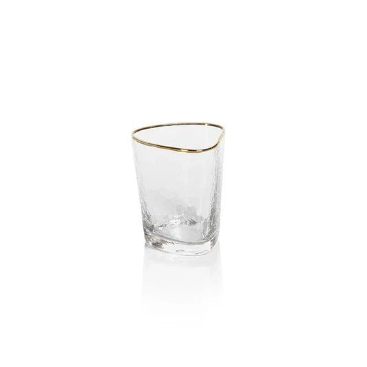 Zodax - Aperitivo Triangular Double Old Fashioned Glass - Clear with Gold Rim - Findlay Rowe Designs
